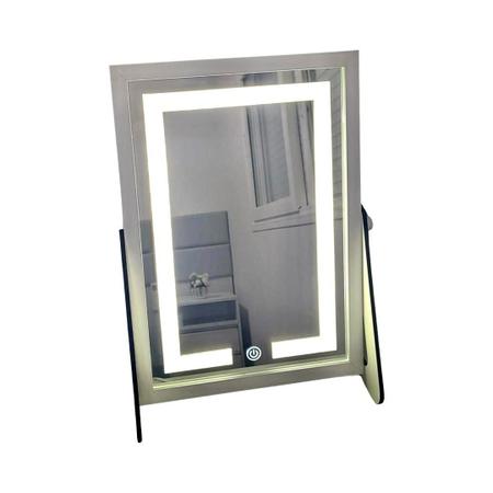 Imagem de Espelho Portátil Camarim De Bancada Com Led e Botão Touch 32x45cm