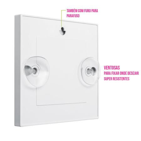 Imagem de Espelho Quadrado 14cm com Ventosa Sofisticado Resistente Para Cuidados pessoais Com Aumento Casa Quarto Banheiro Compacto