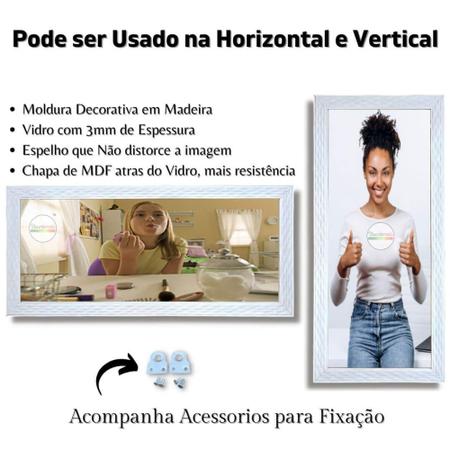 Imagem de Espelho Quarto Grande com Moldura Madeira 42x92 Retangular - Duarte Mota