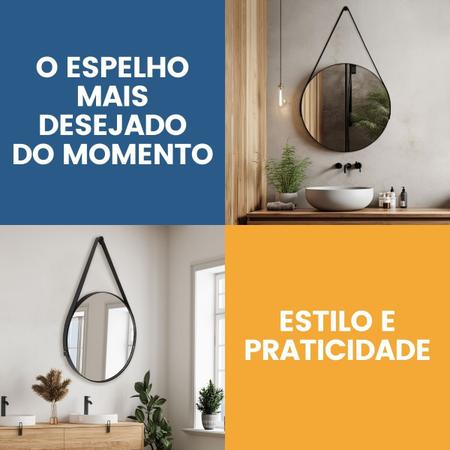 Imagem de Espelho Redondo Adnet 30cm com Alça e Suporte para Sala Quarto Banheiro Hall