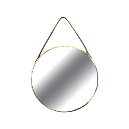 Imagem de Espelho Redondo de Parede com Corrente em Metal Dourado 30cm