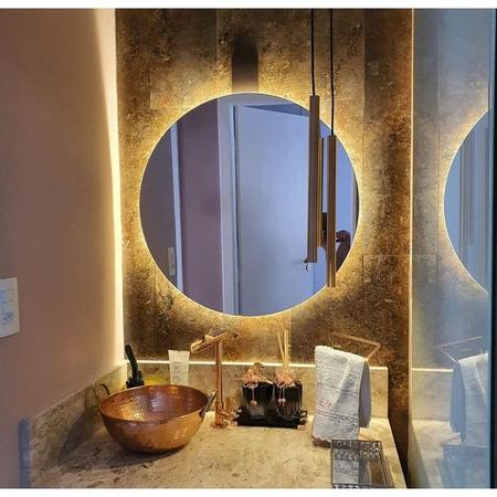Imagem de Espelho Redondo Grande com Led 80cm p/ Loja Quarto Sala Banheiro