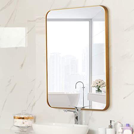 Imagem de Espelho retangular grande decorativo 90x60 p/ salas quartos banheiros - moldura em metal com várias cores