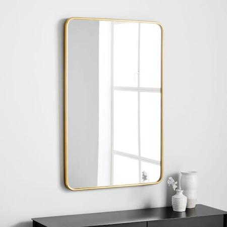 Imagem de Espelho retangular grande decorativo 90x60 p/ salas quartos banheiros - moldura em metal com várias cores