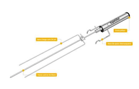 Espeto a Pilha Giratório com Garra Longa Inclusa - Espetosu - EspetoSul