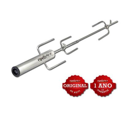 Espeto Giratório em Aço Inox Movido A Pilha ExpetoFlex Regulável até 60 cm