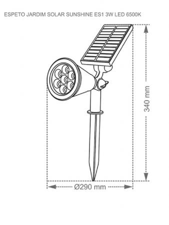 Imagem de Espeto Jardim Solar Sunshine Es1 3W Led 6500K - Taschibra