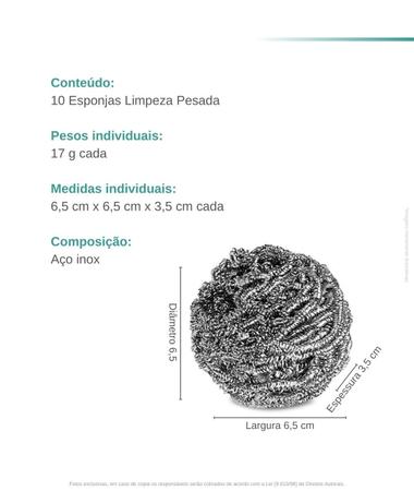 Imagem de Esponja De Aço Inox Limpeza Pesada Conjunto 10 Peças Flash Limp