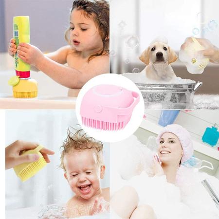 Imagem de Esponja De Silicone Para Banho Com Dispenser Shampoo