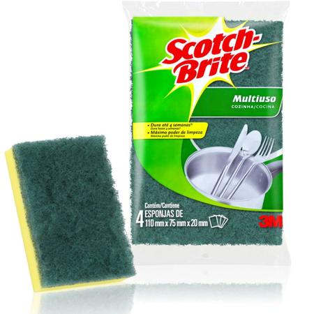 Imagem de Esponja Multiuso de Limpeza Dupla Face Scotch Brite Pct/4 110x75x20mm