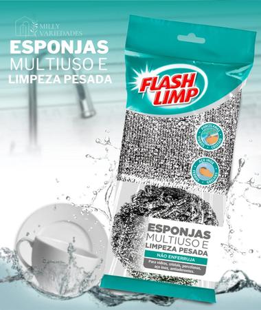 Imagem de Esponja Multiuso e Limpeza Pesada Kit 2 Peças Flash Limp