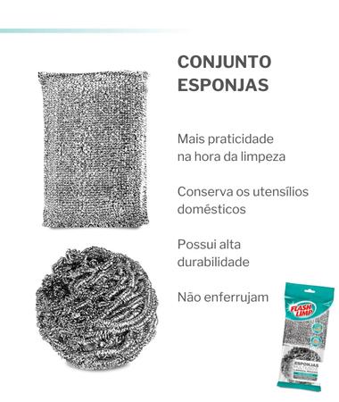 Imagem de Esponja Multiuso e Limpeza Pesada Kit 2 Peças Flash Limp