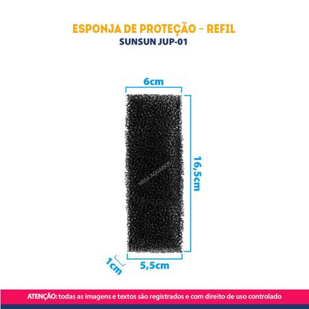 Imagem de Esponja preta refil Sunsun JUP-01 Filtro UV peça reposição