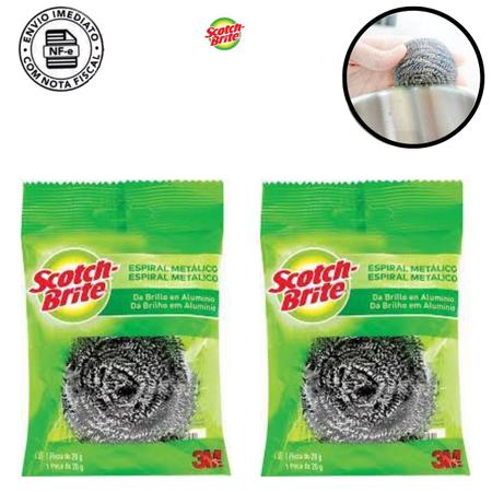 Imagem de Esponja scotch brite metálico 20g brilho em alumínio kit 2 