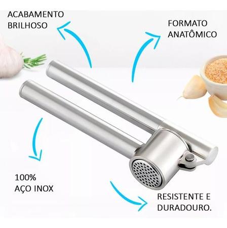 Imagem de Espremedor Amassador Triturador De Alho Manual Cozinha Inox