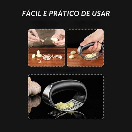 Imagem de Espremedor De Alho Manual Em Inox Prático Para Cozinha