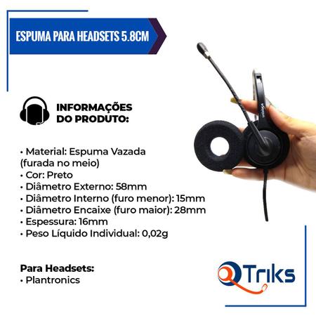 Imagem de Espuma p/ Headset Plantronics  5.8cm - KIT c/ 10