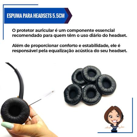 Imagem de Espuma Para Headsets Material Sintético 5.5Cm - Kit Com 02Un