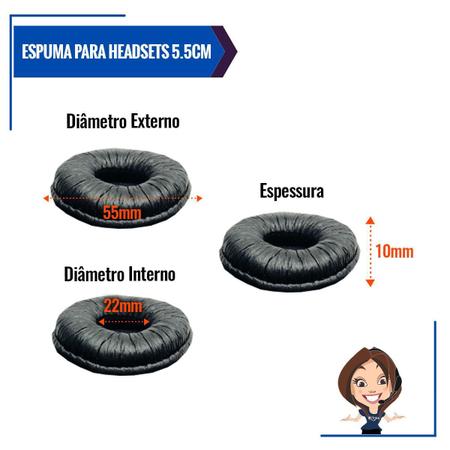 Imagem de Espuma Para Headsets Material Sintético 5.5Cm - Kit Com 02Un