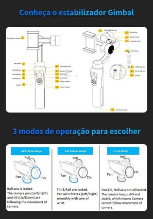 Imagem de Estabilizador Digital Bastão Gimbal 3 Eixos S5B + Tripé