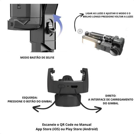 Imagem de Estabilizador Para Celular Gimbal Tripé Q18 Rotação 360º