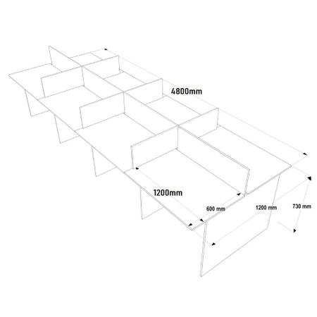 Imagem de Estação de trabalho 8 Lugares com gavetas 4,80x1,20 e 4 Armários