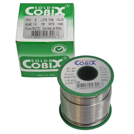 Imagem de Estanho Solda Cobix Fio 1.5mm 60x40 500g Verde Fluxo Ra T2