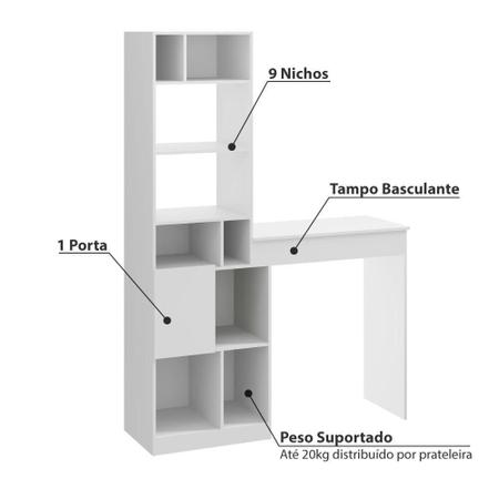 Imagem de Estante com Escrivaninha Smart com 9 Nichos - Branco