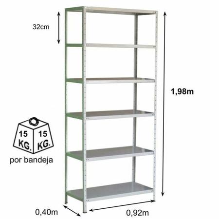 Imagem de Estante de Aço com 06 Bandejas 40 cm (26/20)  1,980,920,40m