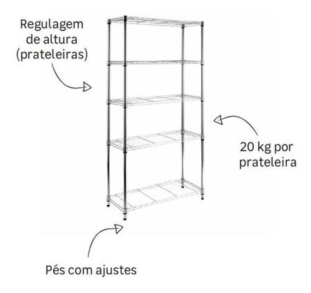 Estante em PVC preto 5 prateleiras 187x120x45 cm 250 kg Spaceo Cool