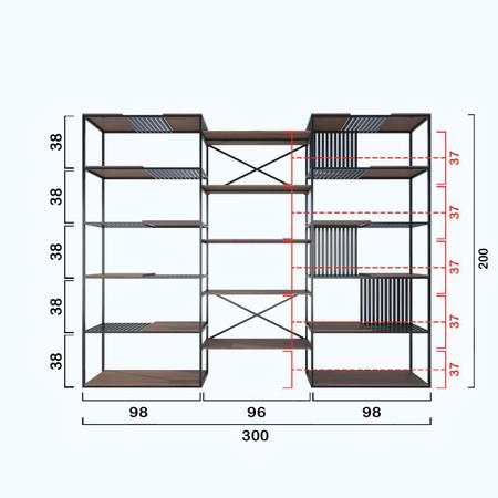 Imagem de Estante De Metalon e Madeira para Sala de Estar Ambience Amarelo Gema - 3,00x0,40x2,00m