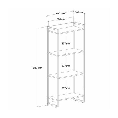 Imagem de Estante Dynamica Industrial 3 Nichos 60 cm - Branco/Preto