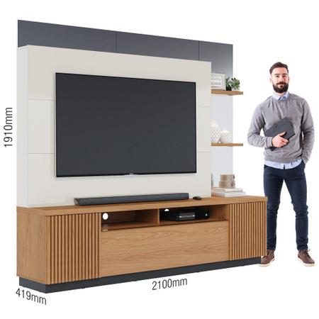 Imagem de Estante Home Theater para TV até 70 Pol. 210cm Niterói Freijó/Off White/Preto Fosco - Colibri