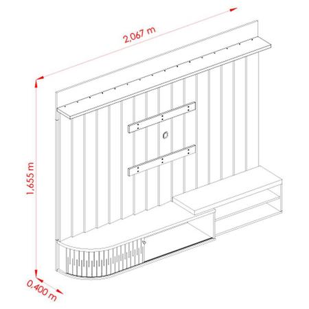 Imagem de Estante Home Theater Suspenso Ímola com Aparador Estoril Naturale Off White  Madetec