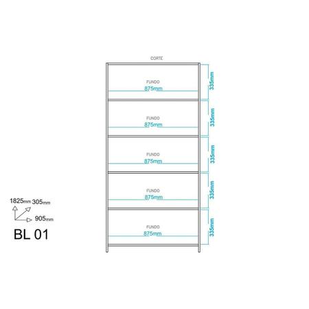 Imagem de Estante Livreiro de Escritório BL01 c/ 4 Prateleiras Branco - BRV