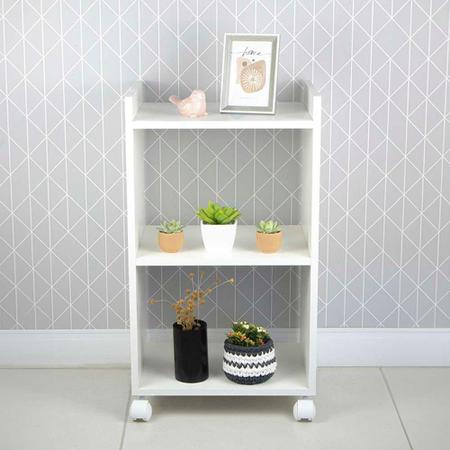 Estante Multiuso Branco para Quarto Sala com Rodinha 40cm - Mercado das Prateleiras Imagem de Estante Multiuso Branco para Quarto Sala com Rodinha 40cm