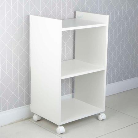 Estante Multiuso Branco para Quarto Sala com Rodinha 40cm - Mercado das Prateleiras Imagem de Estante Multiuso Branco para Quarto Sala com Rodinha 40cm
