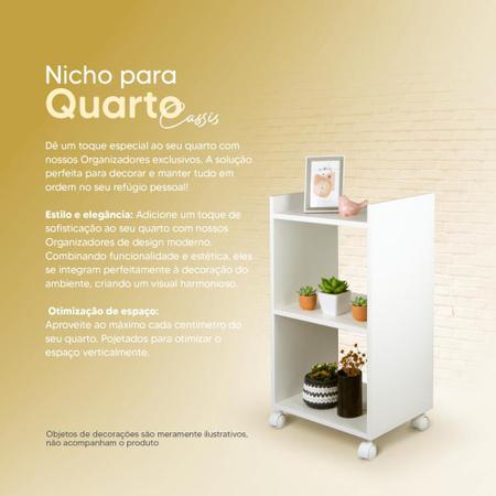 Estante Multiuso Branco para Quarto Sala com Rodinha 40cm - Mercado das Prateleiras Imagem de Estante Multiuso Branco para Quarto Sala com Rodinha 40cm