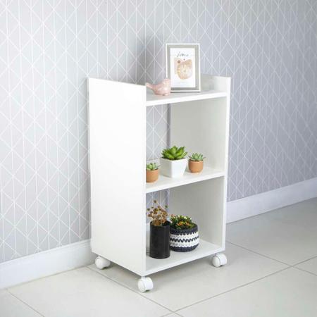 Estante Multiuso Branco para Quarto Sala com Rodinha 40cm - Mercado das Prateleiras Imagem de Estante Multiuso Branco para Quarto Sala com Rodinha 40cm