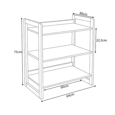 Imagem de Estante Multiuso Colorê 75cm em Madeira Maciça Pinus 3 Prateleiras - Branco
