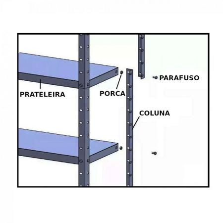 Imagem de Estante Multiuso com 6 Prateleiras de Aco 1,98m Preto  Lopes
