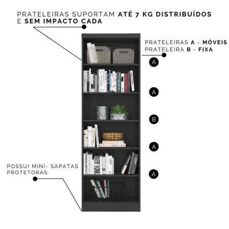 Imagem de Estante Multiuso para Livros 1404 5 Prateleiras Preto Qmovi