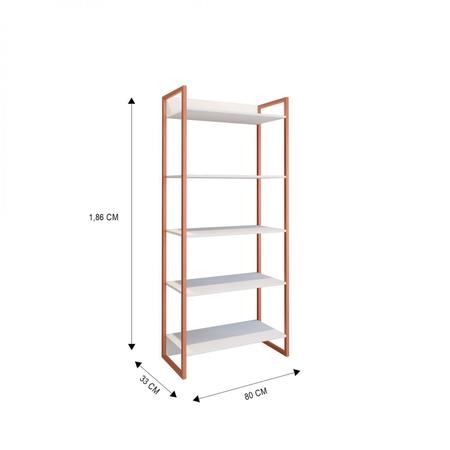 Estante para Livros e Decoração em Madeira com 5 Prateleiras em Mdp