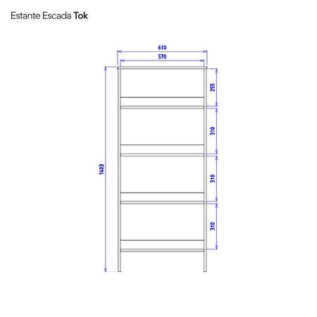 Imagem de Estante para Livros Escada 140cmx61cm 4 Prateleiras Tok Yescasa