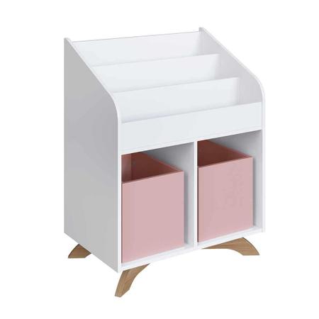 Imagem de Estante Para Livros Infantil Branco Com 2 Cubos Rosa Beka Shop Jm