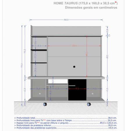 Imagem de Estante para TV Até 47 Polegadas Taurus 1 Porta 4 Prateleiras Ipê/Off-White - Móveis Bechara