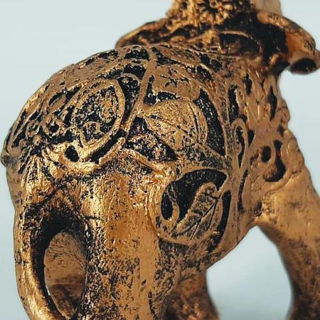 Imagem de Estátua Elefante Indiano Folhas Detalhado 10cm 14025