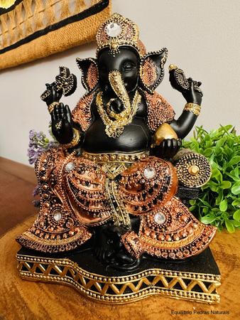 Imagem de Estátua Ganesha Hindu Resina Prosperidade Sabedoria Sorte