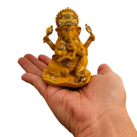 Imagem de Estátua Ganesha Hindu Resina Prosperidade Sorte Sabedoria