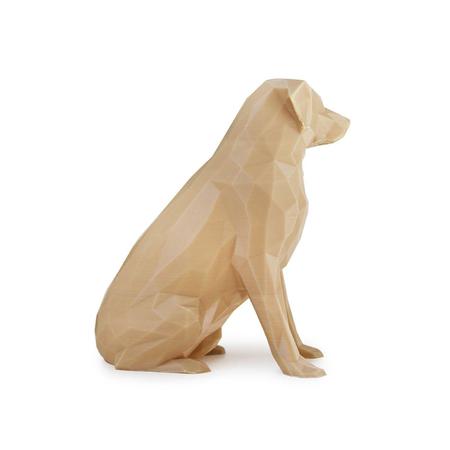 Imagem de Estatueta Cachorro Labrador Geométrico 3D Low Poly Bege 13cm